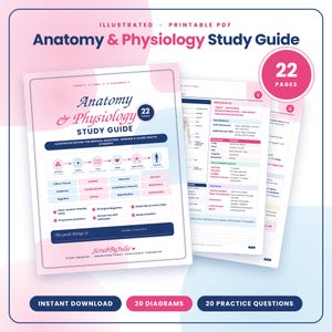 Guide d'étude d'anatomie et de physiologie – 22 pages (PDF imprimable)