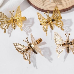 Gold Butterfly Hair Clips – Moving Metal Hair Accessories for Women – Elegant Hair Pins – Unique Gift for Her, Birthday or Bridesmaid