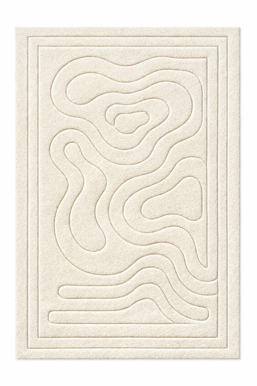 Ivory Abstract Hand Tufted Wool Rug, Modern Minimalist Area Living Room ...