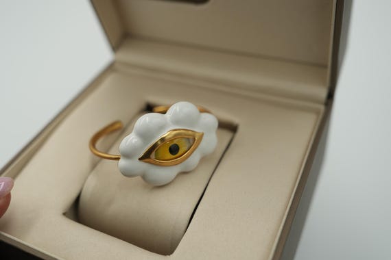 Adjustable Enamel Eye Bangle: Schiaparelli Style,… - image 1