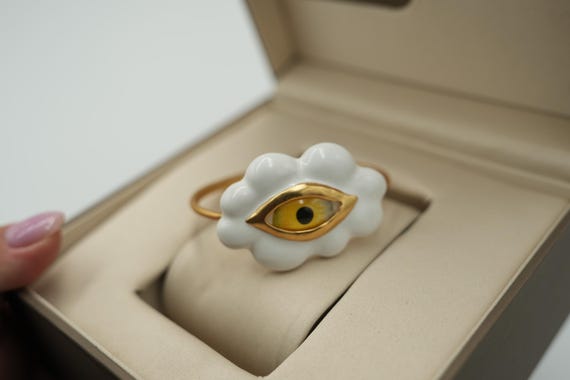Adjustable Enamel Eye Bangle: Schiaparelli Style,… - image 3