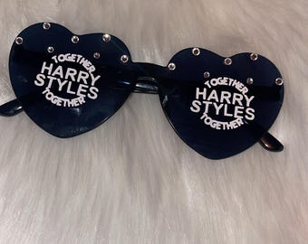 Occhiali da sole personalizzati a forma di cuore di Harry Styles / Occhiali da festival personalizzati con strass