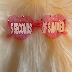 Personalisierte 5 Sekunden Sommer Herz Sonnenbrille | Personalisierte Strass Festival Brille