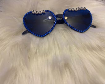 Custom Abba Voyage Rhinestone Heart Sunglasses | Concert Fan Merch