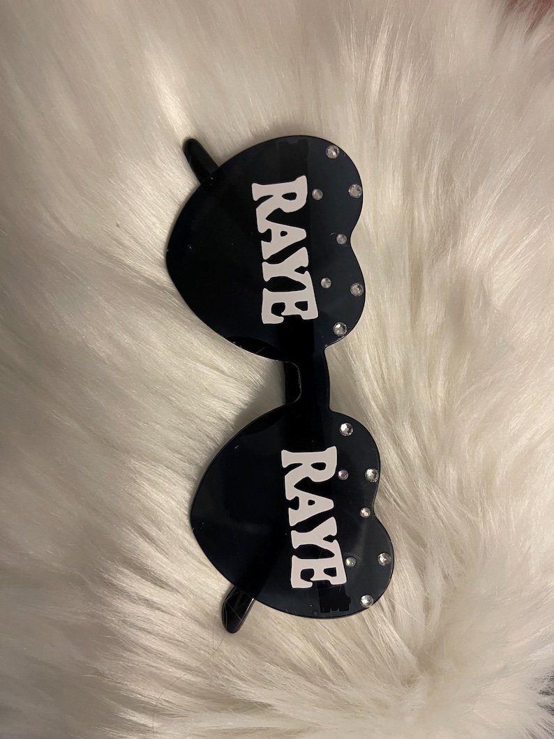 Custom Raye Heart Sunglasses | Personalised Name Rhinestone Heart ...
