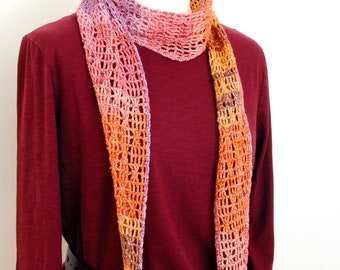 Crochet Pattern, Lace Scarf for Summer, Lightweight, Shallow V, Skinny, PDF in UK and US terms