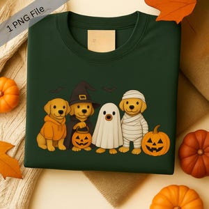 Halloween Golden Retriever-shirt PNG Grappig Halloween Hondenliefhebber Cadeau Golden Retriever-kostuums Leuke hond Halloween Retro Ghost Dog