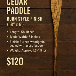 Canoe Paddle- &quot;Embergrain&quot;