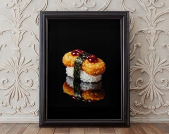 Hähnchen-Nugget-Sushi-Kunstdruck | Quirky Foodie Decor (Digitaler Download)
