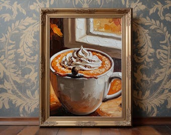 Pumpkin Spice Latte Art Print: gezellig herfst keukendecor (digitale download)