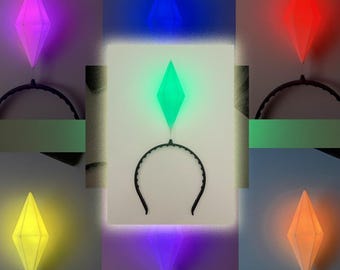 Sims Plumbob Hoofdband/Bureaulamp, Kleurveranderende LED Cosplay Kostuum, Gamer Cadeau (Afstandsbediening)