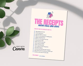 Juego de despedida de soltera: "Yo nunca" / Plantilla editable de Canva, 5x7, imprimible y descarga digital para móvil, Bold Bride