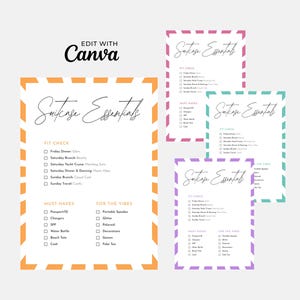 Tropical Bachelorette Packing List Template: Editable Canva Design (Printable & Mobile Version)