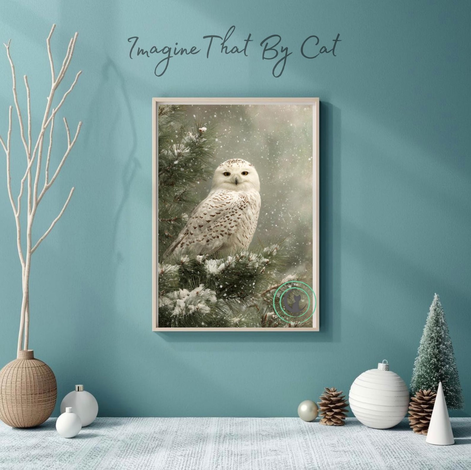 Snowy Owl Winter Wall Art Printable, Woodland Owl Art, Neutral Winter ...