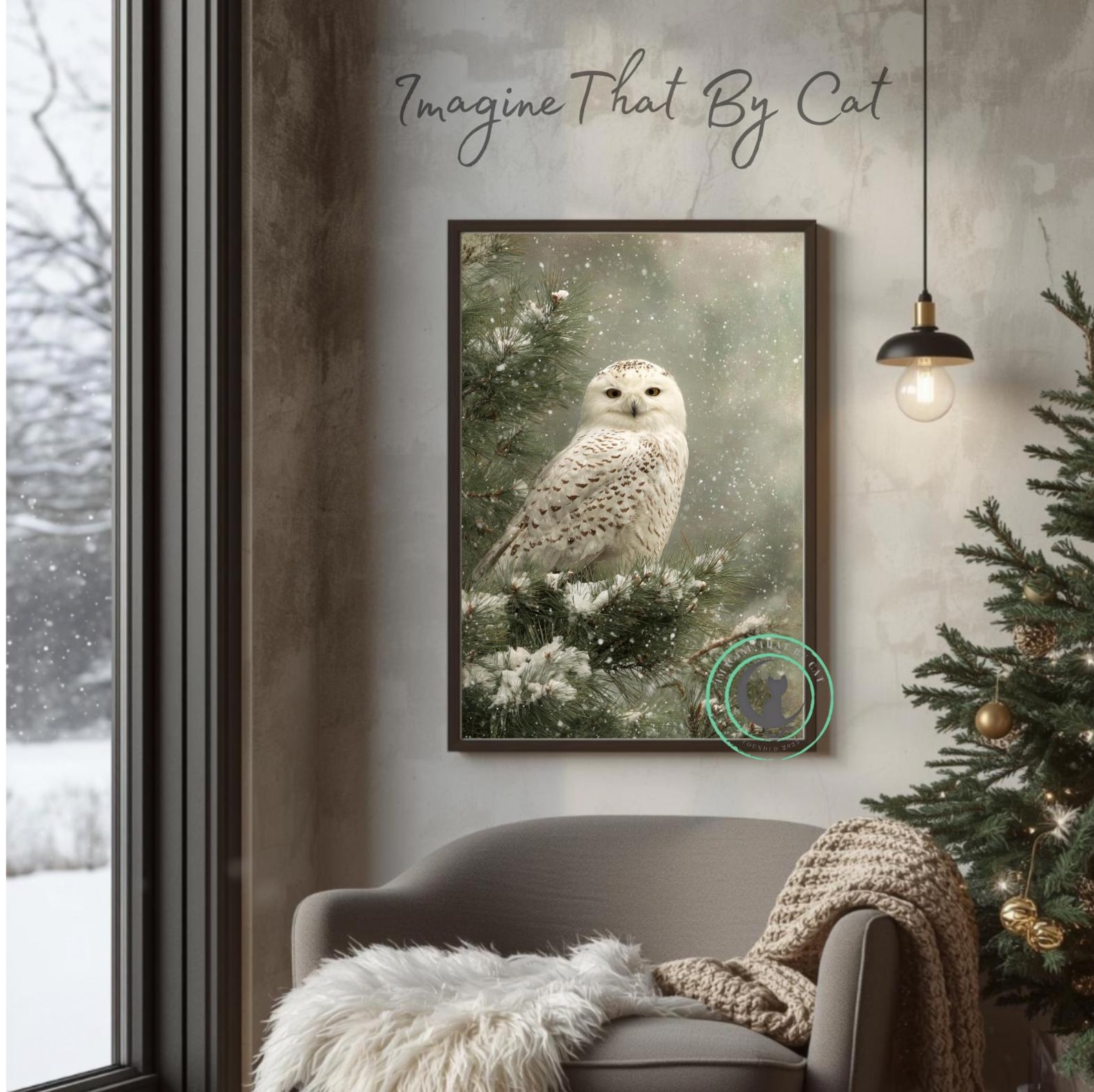 Snowy Owl Winter Wall Art Printable, Woodland Owl Art, Neutral Winter ...