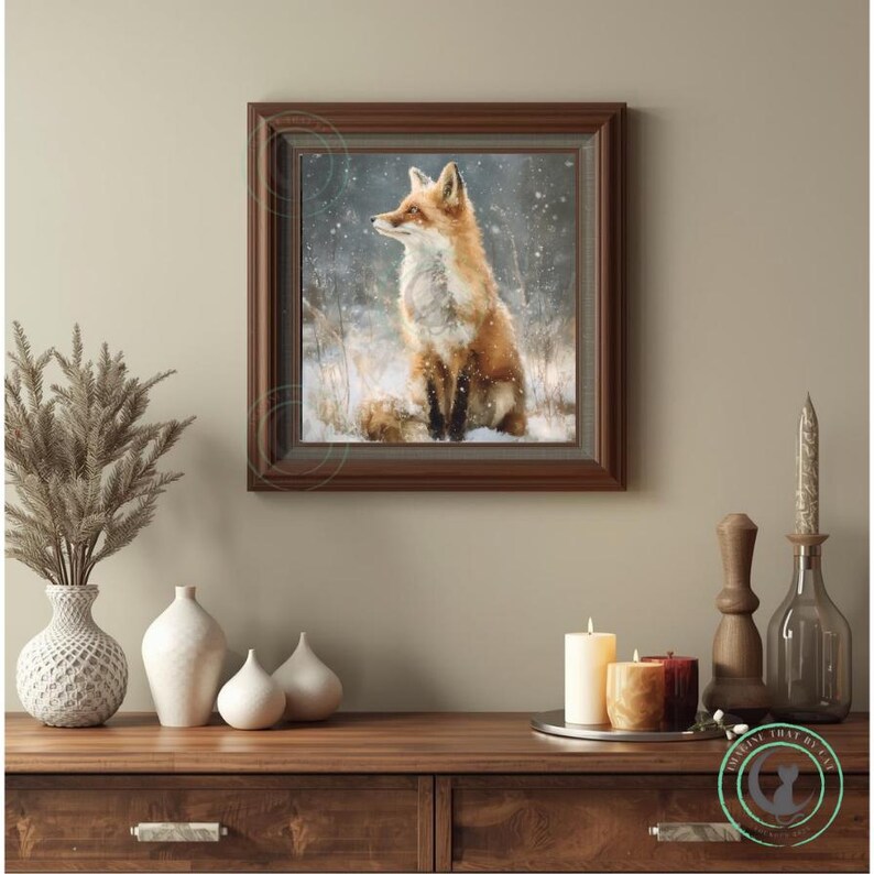 Rustic Fox Image Rustic Winter Fox Printable • Woodland Animal Wall Art • Farmhouse ...