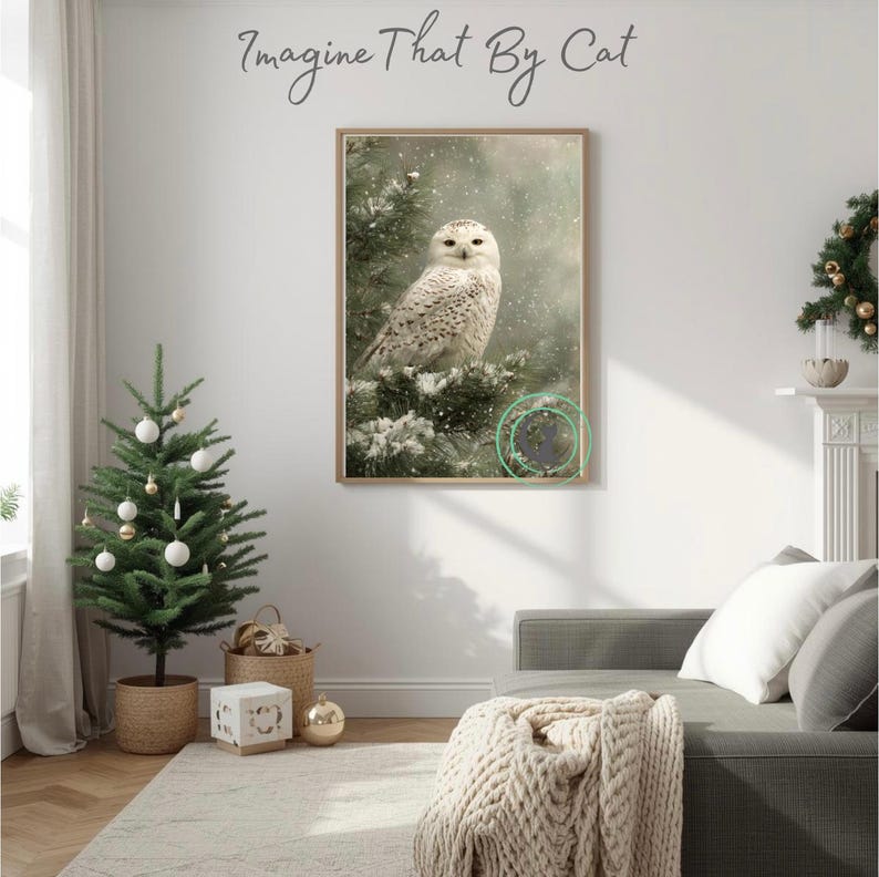 Snowy Owl Winter Wall Art Printable, Woodland Owl Art, Neutral Winter ...