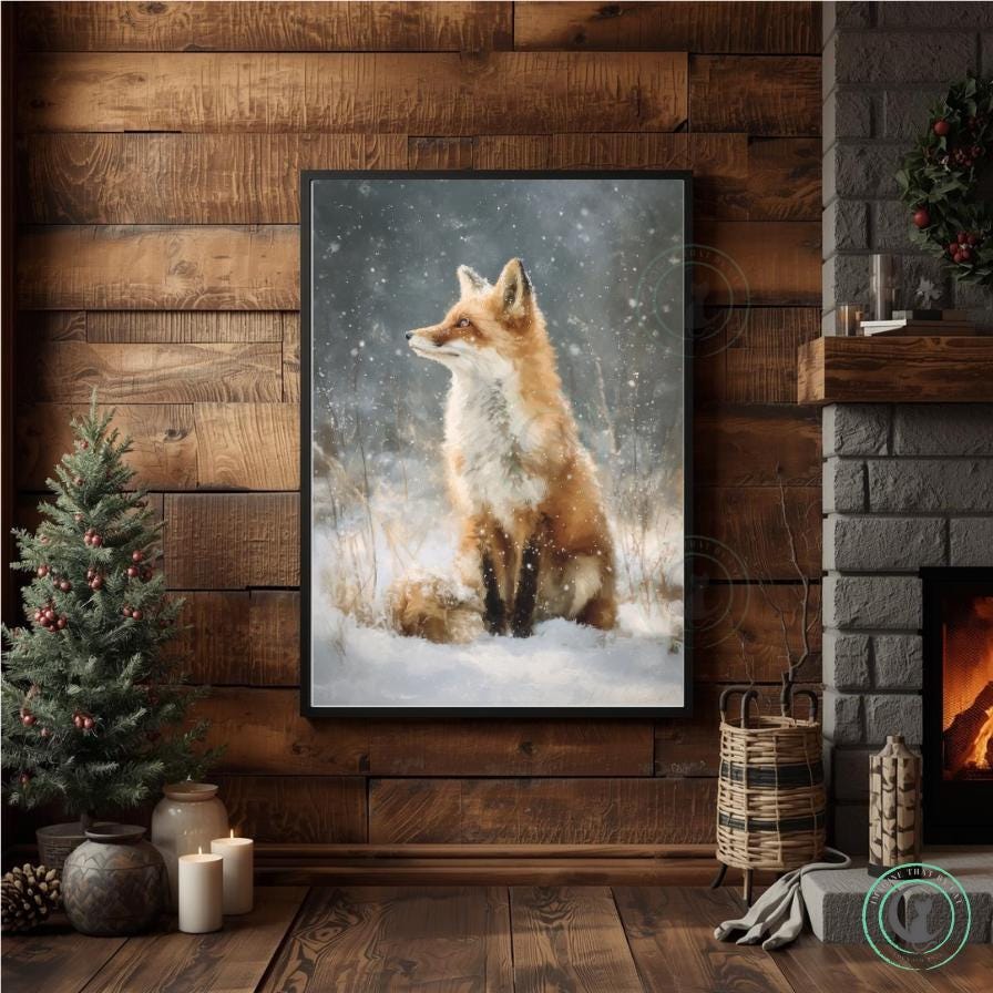 Rustic Fox Image Rustic Winter Fox Printable • Woodland Animal Wall Art • Farmhouse ...