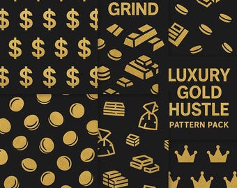 Gold Hustle Seamless Pattern Pack, Luxury Digital Papers (Instant Download)