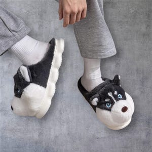Plush Dog Slippers: Women&#39;s Cozy House Shoes, Dog Lover Gift