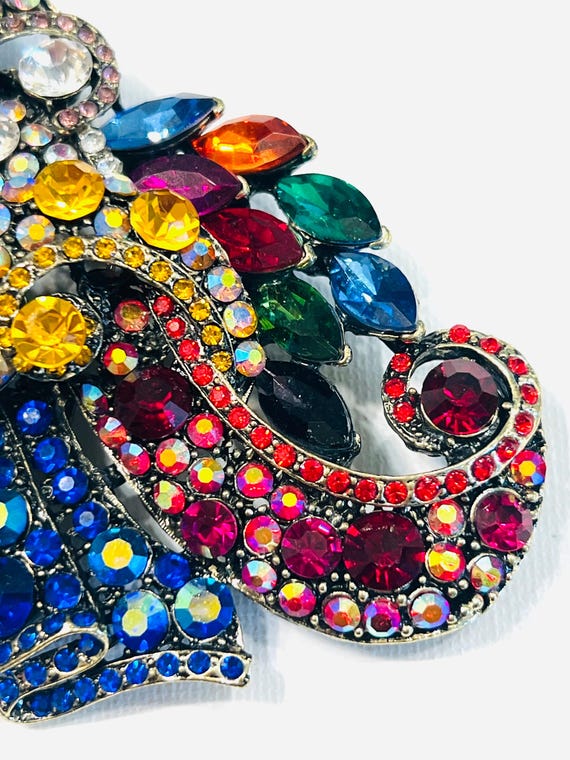 Exquisite Huge Extra Large Multi-colored Rhinesto… - image 3