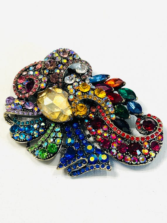 Exquisite Huge Extra Large Multi-colored Rhinesto… - image 1