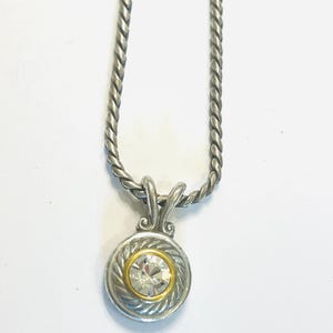 Brighton Two Toned Circle White Crystal Pendant Necklace 16-18” image 2