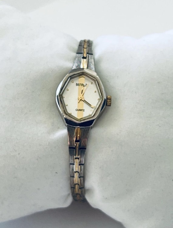 Vintage BENRUS Silver & Gold Tone Woman Watch. 7”(NOT TESTED  display picture 1