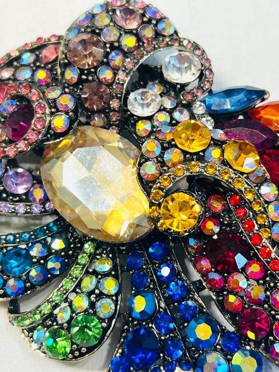 Exquisite Huge Extra Large Multi-colored Rhinesto… - image 2