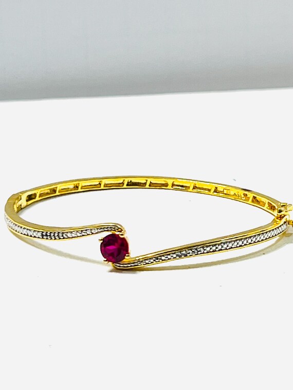 Elegant created ruby bangle bracelet - image 2