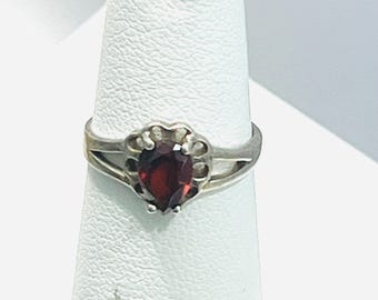 garnet ring in a sterling silver setting