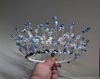 Blue Crystal Headband,  red hair style,  fairy crown