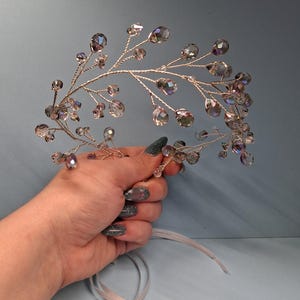 Diadema de cristal violeta transparente, peinado, para niña, collar gargantilla