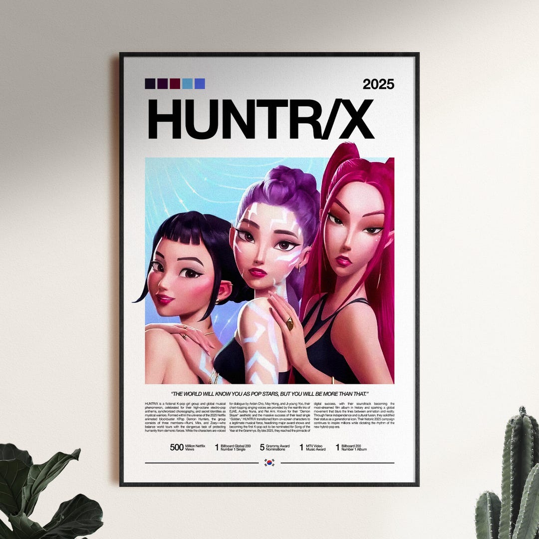 huntr-x-poster-k-pop-demon-hunters-wall-print-rumi-mira-zoey-art