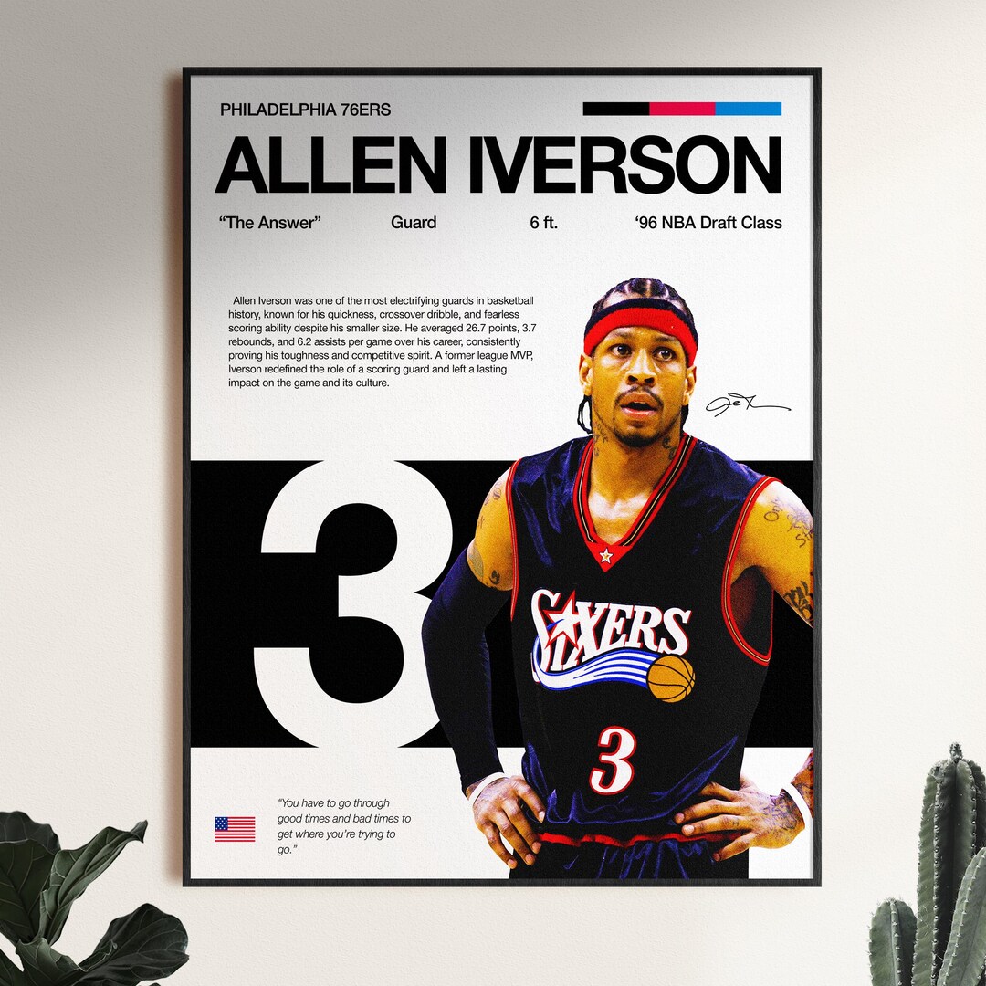 Allen Iverson NBA Basketball Poster, Philadelphia 76ers Poster ...