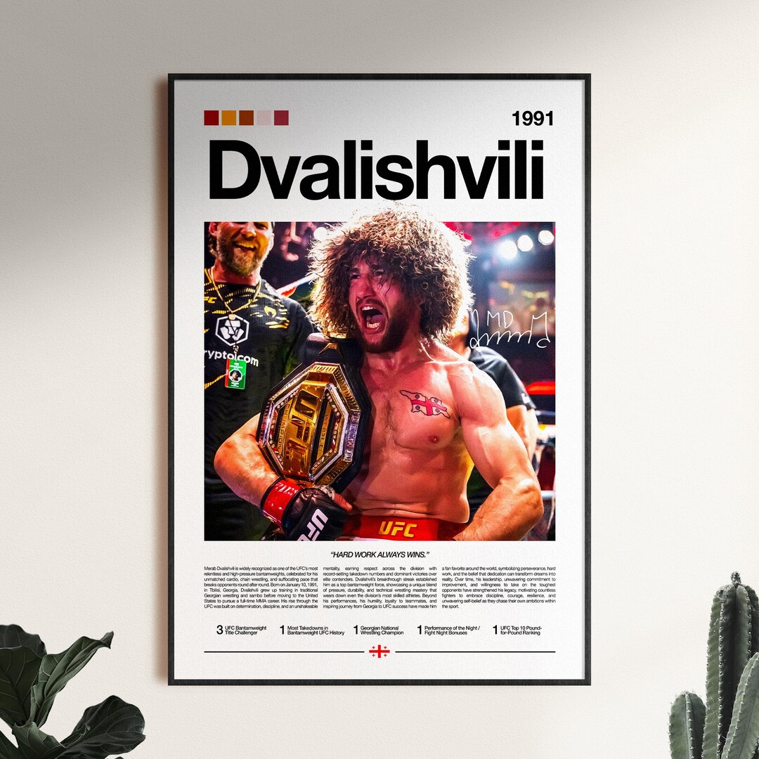 Merab Poster Merab Dvalishvili Poster, UFC Wall Print, MMA Poster, UFC Mma Digital ...