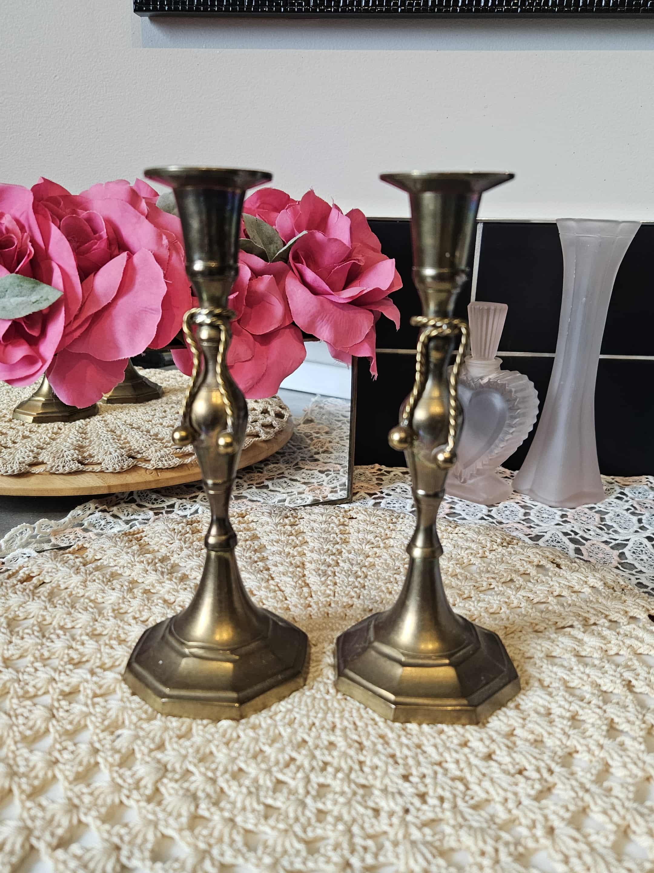インド製ヴィンテージ真鍮キャンドルホルダー（ペア） - Etsy 日本