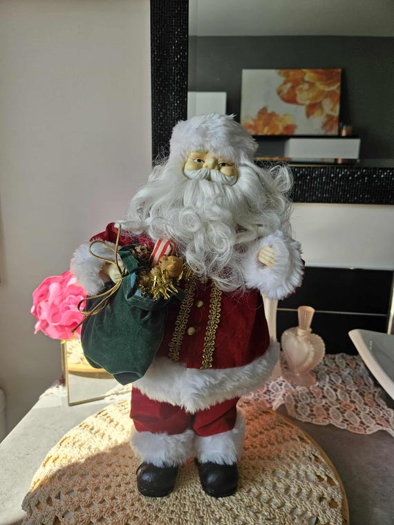 Large Vintage Santa Claus Figurine – 16” Porcelain Face and Hands