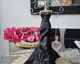 black dress with pink jewelry Woman in Black Dress and Jewelry  Free Stock Photo