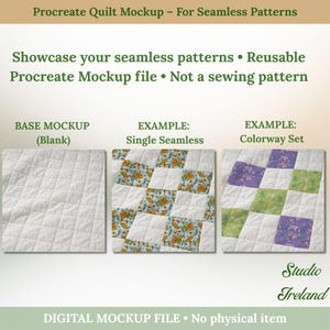 Plantilla de maqueta de colcha Procreate para patrones sin costuras / Maqueta de patrón reutilizable