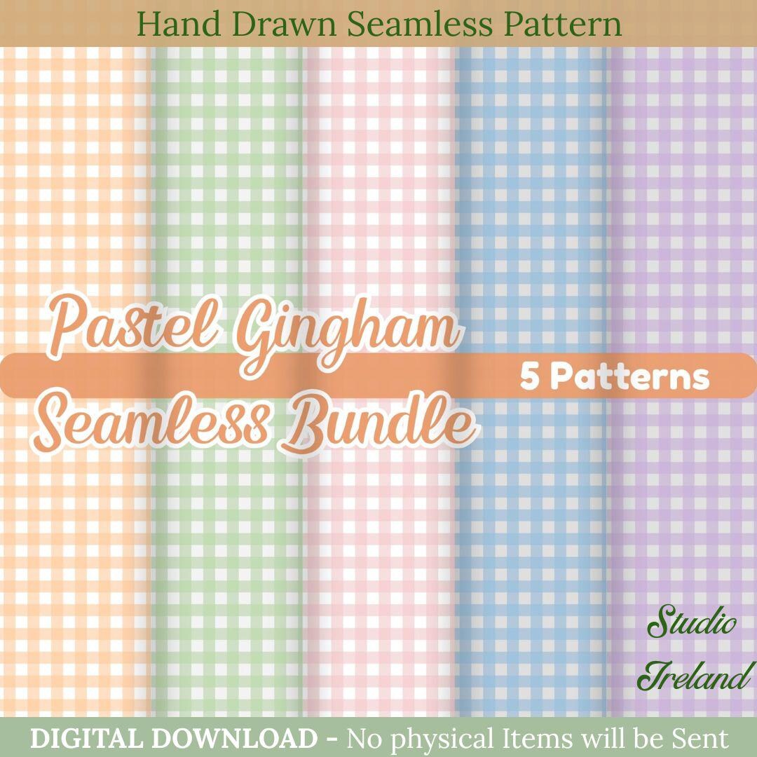 Pastel Gingham Seamless Pattern, Retro Gingham Digital Paper ...