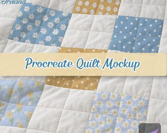 Quilt Mockup Seamless Pattern Display Procreate Template, Seamless Pattern Mockup Fabric Pattern, Surface Pattern Mockup Digital Mockup
