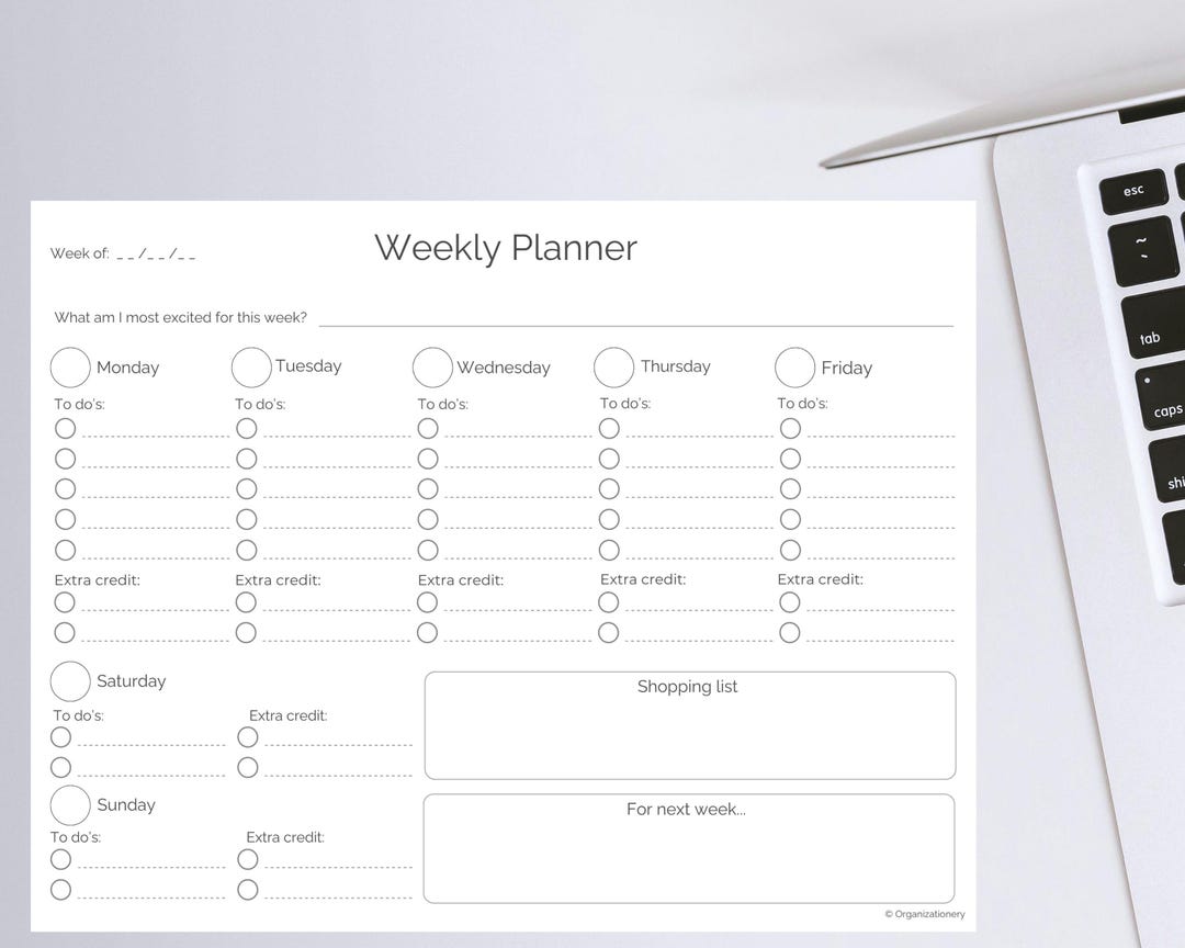 Minimalist Weekly Planner (printable PDF Download) - Etsy