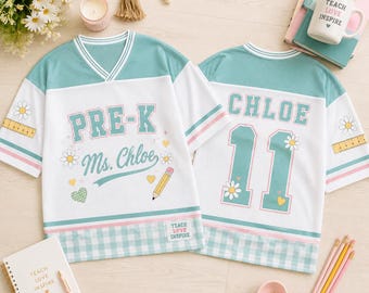 Custom Grade Level Jersey, Personalized Teacher Jersey Shirt, Back to School Teacher Tee, Kindergarten First Second Third Fourth Grade Gift