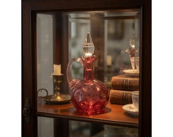 Aceitera/vinagrera vintage de cristal Fenton color arándano - Punto de moneda con huella dactilar invertida - Sin marcas