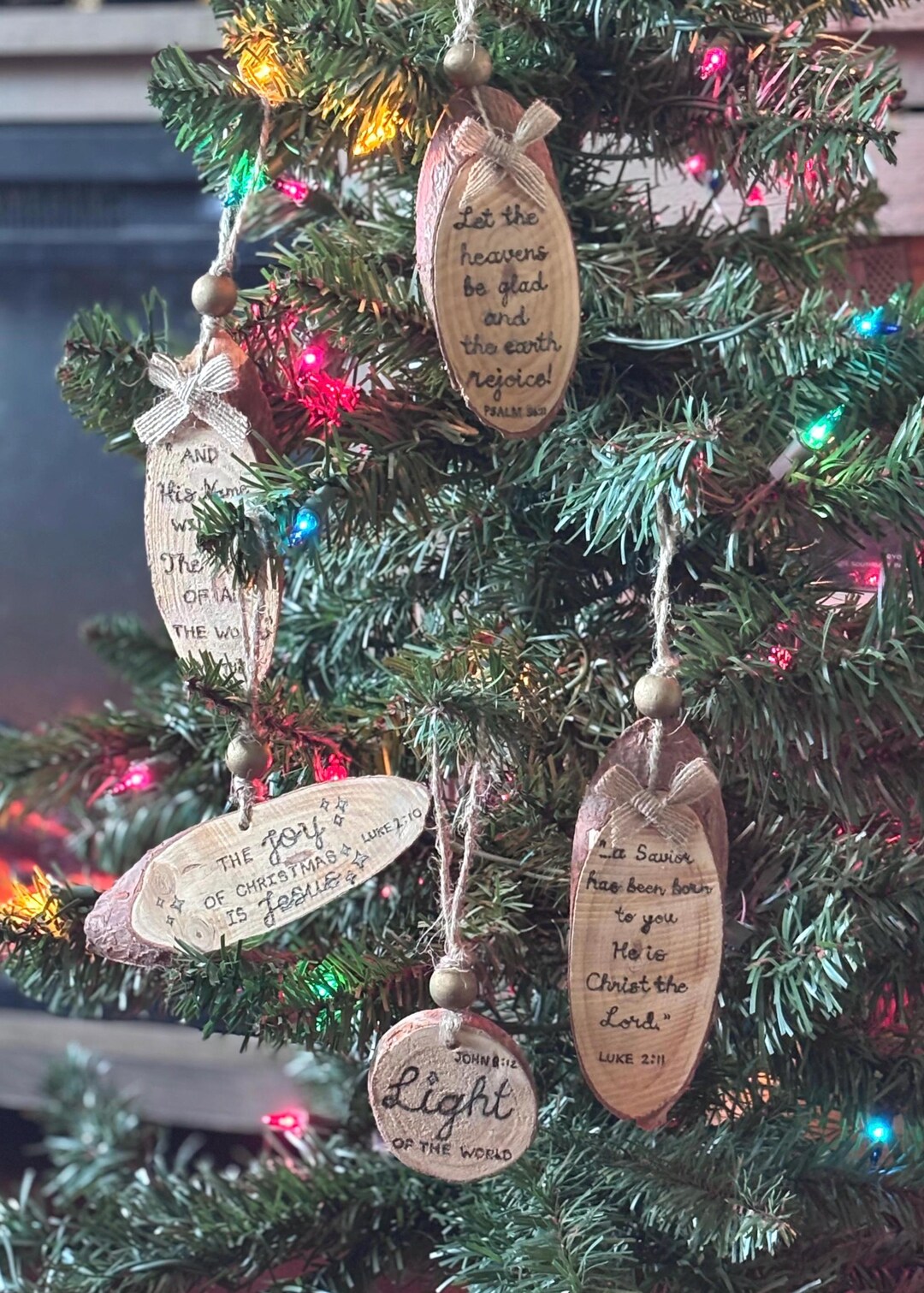 Handcrafted Christian Pyrography Wood Ornaments - Etsy