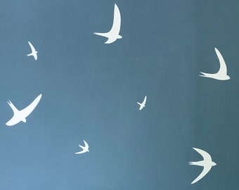 Flock of flying birds wall decals, set of 12 birds in various shapes and sizes