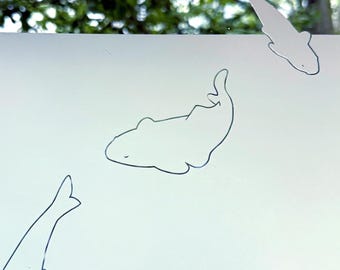 Window Privacy Film with Decorative Whales ~ Frosted Window Film For Sliding French Doors /Glass Shower Doors ~ Coastal House Bathroom Decor