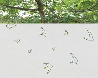 Window Film with flock of flying birds, window decor and privacy with self-adhesive film