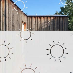 Window Privacy Film with Sun Pattern ~ Self-Adhesive Window Decals For Kids Room with Etched or Frosted Effect ~ Summer Home-Decor
